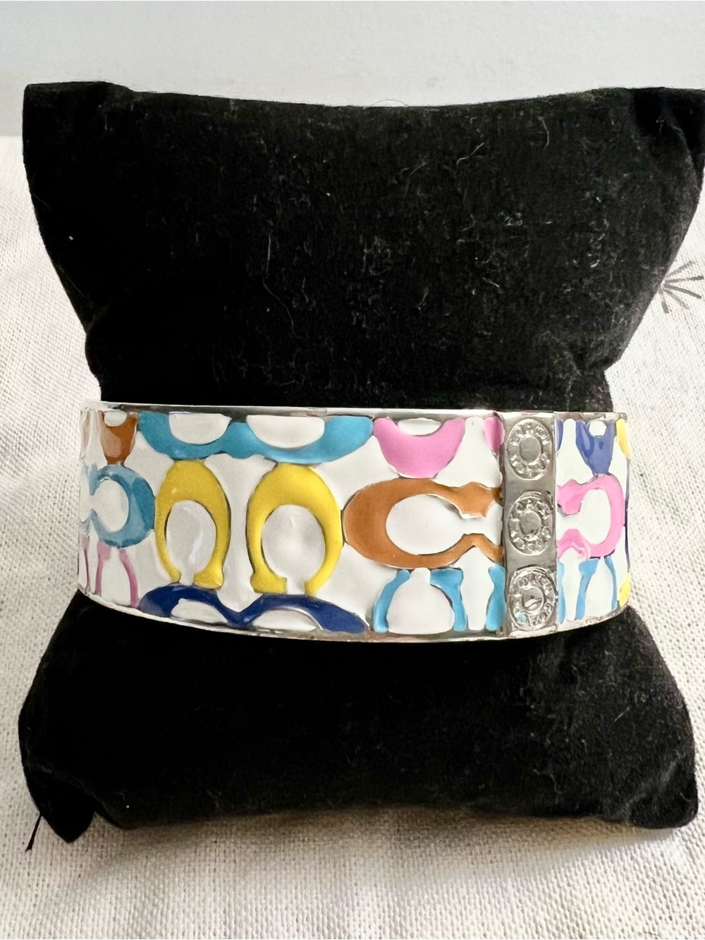 Coach Multicolor Enamel Signature C Cuff Bracelet